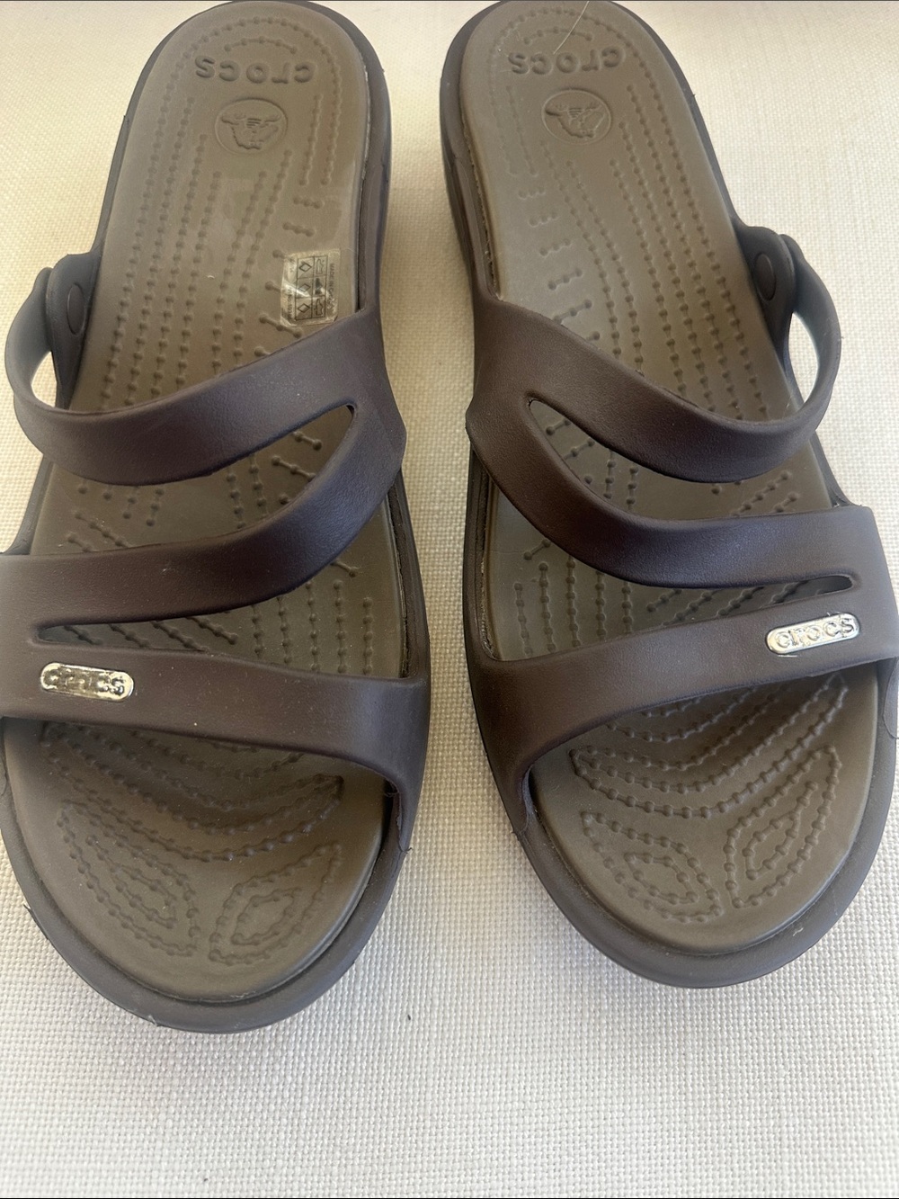 CROCS Womens Dark Brown Dual-Strap Slide Sandals size 10 - Picture 4 of 6